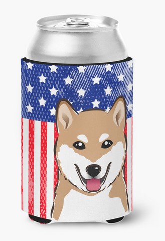 American Flag & Shiba Inu Can or Bottle Hugger