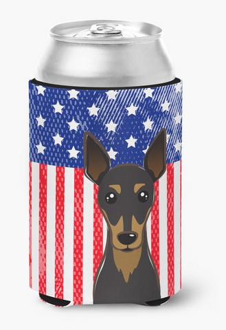 American Flag & Miniature Pinscher Can or Bottle Hugger