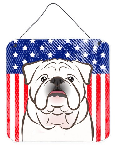 BB2150DS66 American Flag & White English Bulldog Wall or Door Hanging Prints