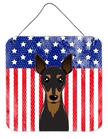 American Flag & Miniature Pinscher Wall or Door Hanging Prints