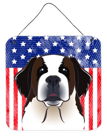 BB2176DS66 American Flag & Saint Bernard Wall or Door Hanging Prints