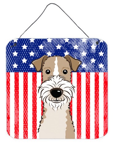 BB2177DS66 American Flag & Wire Haired Fox Terrier Wall or Door Hanging Prints