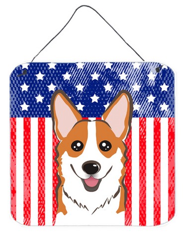 BB2184DS66 American Flag & Red Corgi Wall or Door Hanging Prints