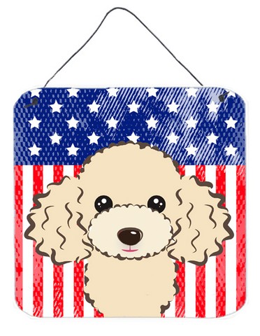 Picture of Carolines Treasures BB2188DS66 American Flag & Buff Poodle Wall or Door Hanging Prints