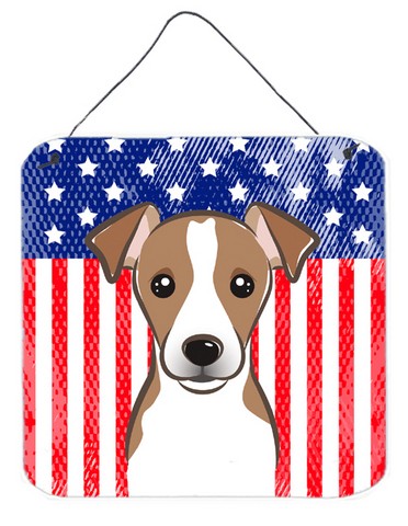 American Flag & Jack Russell Terrier Wall or Door Hanging Prints - 6 x 0.02 x 6 in.