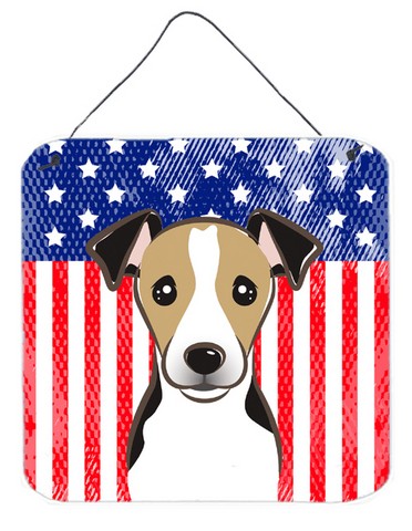 American Flag & Jack Russell Terrier Wall or Door Hanging Prints - 6 x 0.02 x 6 in.
