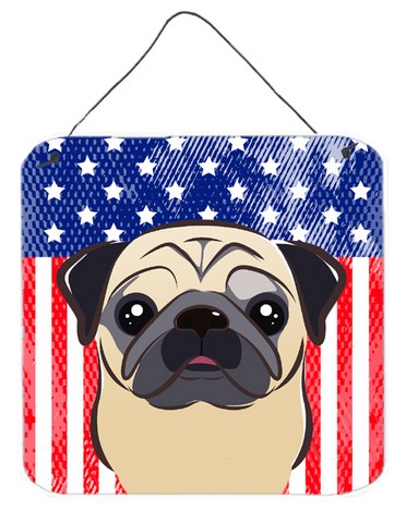 American Flag & Fawn Pug Wall or Door Hanging Prints