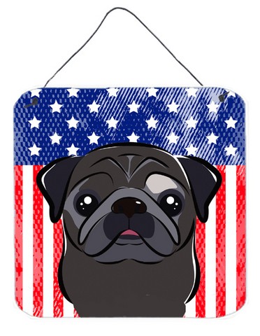 American Flag & Black Pug Wall or Door Hanging Prints