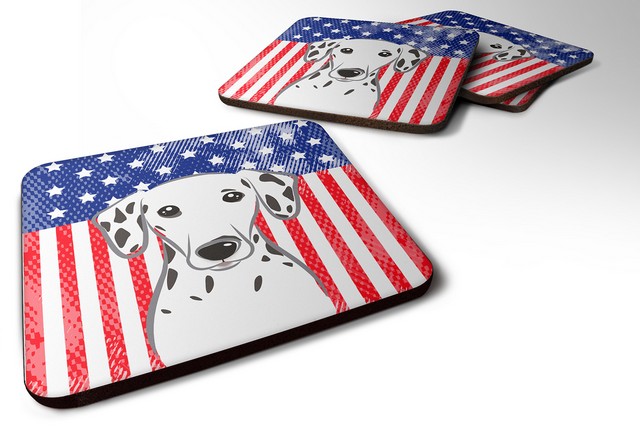 BB2140FC American Flag & Dalmatian Foam Coaster, Set of 4