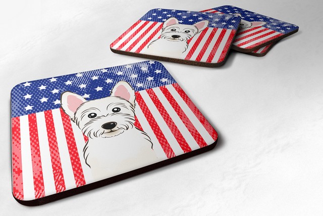 American Flag & Westie Foam Coaster