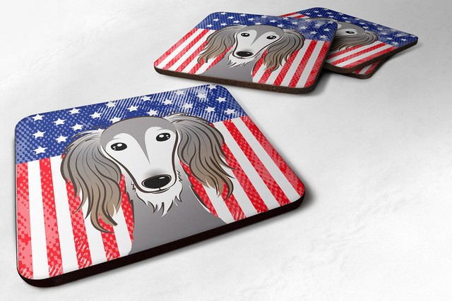 American Flag & Saluki Foam Coaster