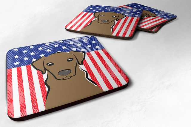 American Flag & Chocolate Labrador Foam Coaster