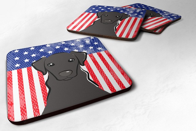 American Flag & Black Labrador Foam Coaster
