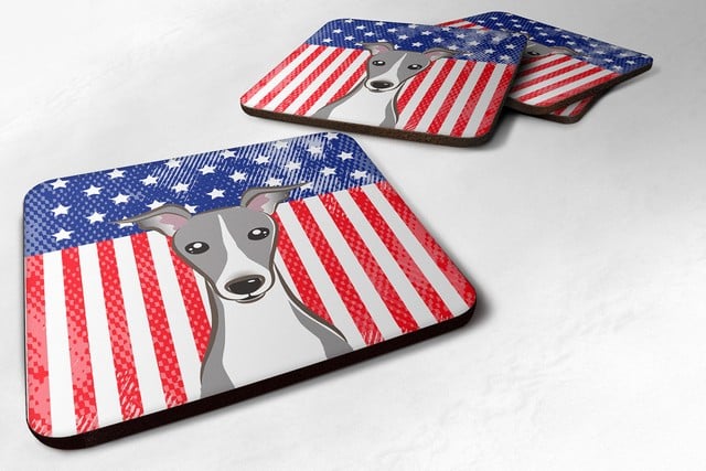 BB2166FC American Flag & Italian Greyhound Foam Coaster, Set of 4