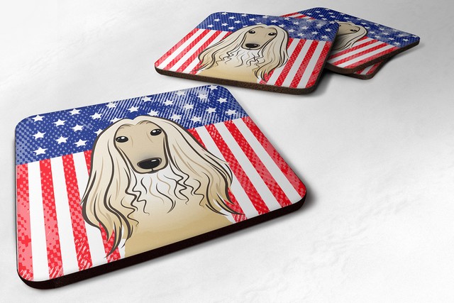 American Flag & Afghan Hound Foam Coaster, Set of 4