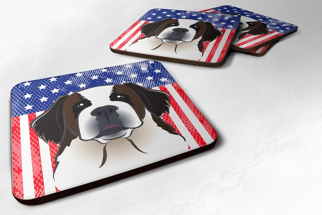 American Flag & Saint Bernard Foam Coaster