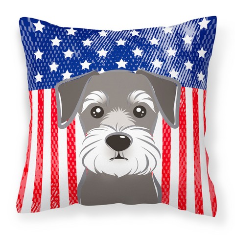 American Flag & Schnauzer Fabric Decorative Pillow, 14 x 3 x 14 in.