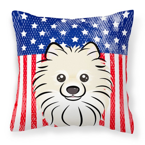 American Flag & Pomeranian Fabric Decorative Pillow