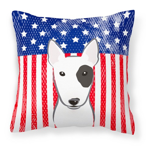 American Flag & Bull Terrier Fabric Decorative Pillow - 14 x 3 x 14 in.