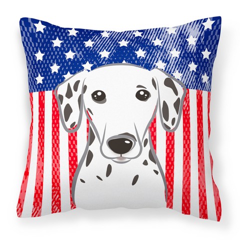 American Flag & Dalmatian Fabric Decorative Pillow - 14 x 3 x 14 in.