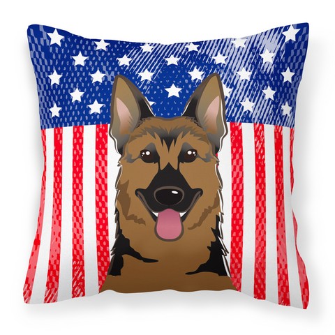 American Flag & German Shepherd Fabric Decorative Pillow - 14 x 3 x 14 in.