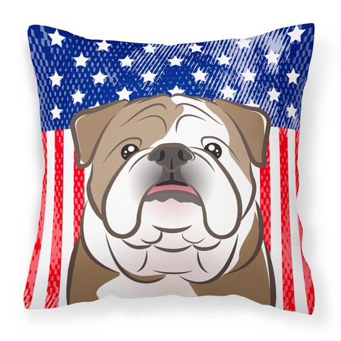 American Flag & English Bulldog Fabric Decorative Pillow