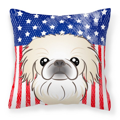 American Flag & Pekingese Fabric Decorative Pillow, 14 x 3 x 14 in.