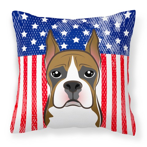 American Flag & Boxer Fabric Decorative Pillow - 14 x 3 x 14 in.