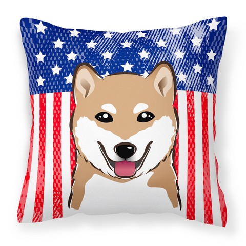 American Flag & Shiba Inu Fabric Decorative Pillow
