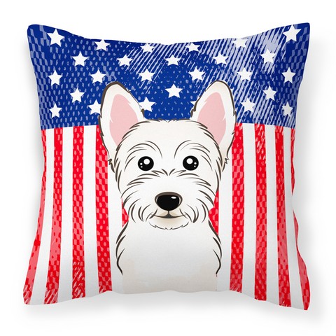 American Flag & Westie Fabric Decorative Pillow - 14 x 3 x 14 in.