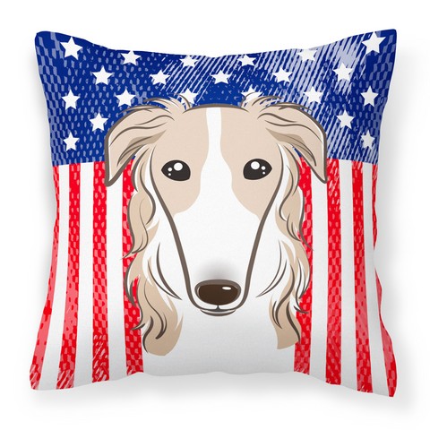 American Flag & Borzoi Fabric Decorative Pillow