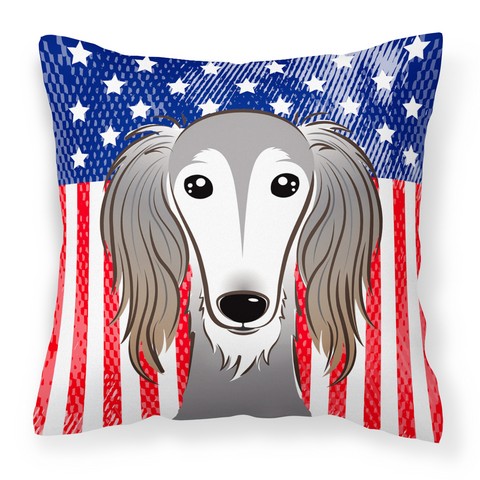 American Flag & Saluki Fabric Decorative Pillow