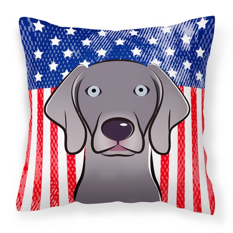 American Flag & Weimaraner Fabric Decorative Pillow - 14 x 3 x 14 in.