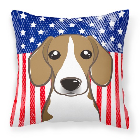 American Flag & Beagle Fabric Decorative Pillow