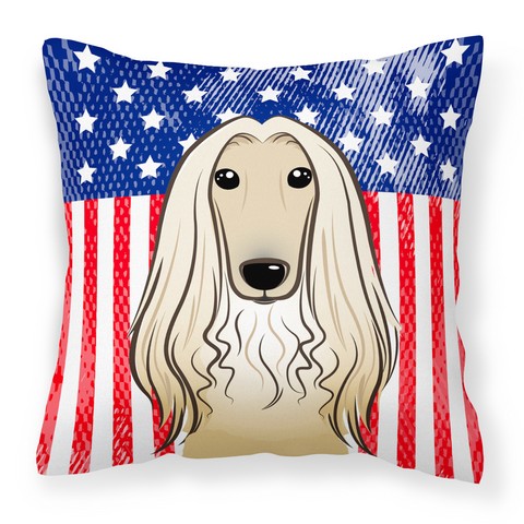 American Flag & Afghan Hound Fabric Decorative Pillow