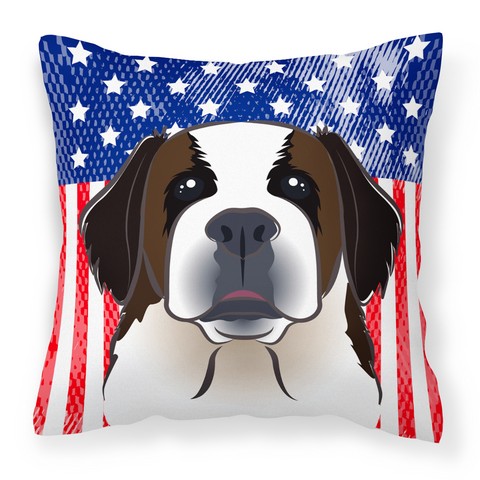 American Flag & Saint Bernard Fabric Decorative Pillow