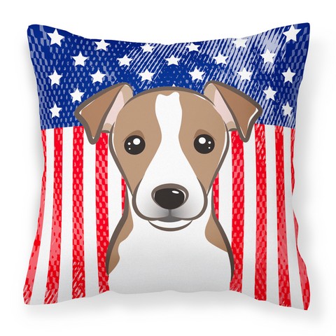 American Flag & Jack Russell Terrier Fabric Decorative Pillow - 14 x 3 x 14 in.