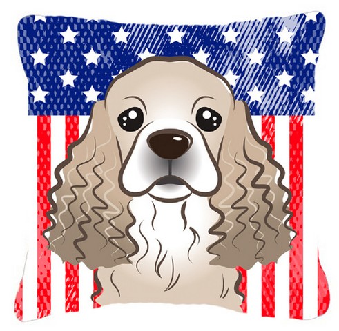 American Flag & Cocker Spaniel Fabric Decorative Pillow