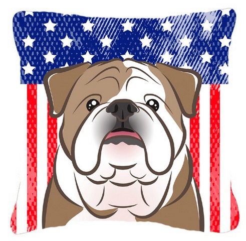 American Flag & English Bulldog Fabric Decorative Pillow