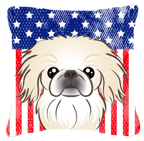 American Flag & Pekingese Fabric Decorative Pillow - 18 x 3 x 18 in.