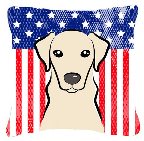 American Flag & Yellow Labrador Fabric Decorative Pillow, 18 x 3 x 18 in.