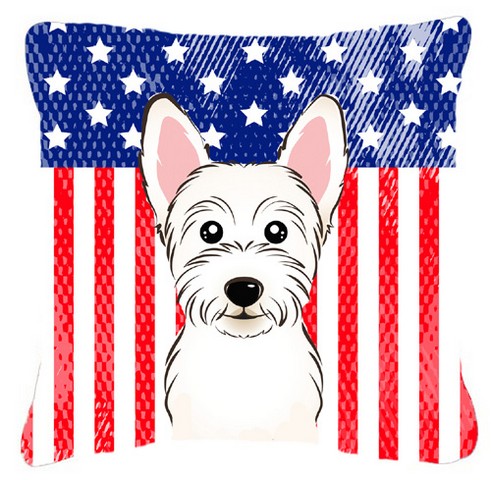 American Flag & Westie Fabric Decorative Pillow - 18 x 3 x 18 in.