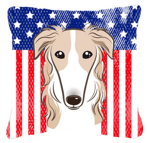 American Flag & Borzoi Fabric Decorative Pillow