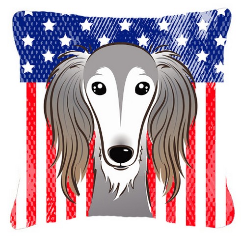 American Flag & Saluki Fabric Decorative Pillow