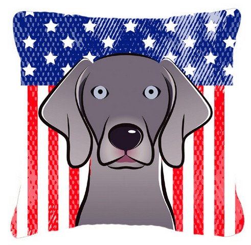 American Flag & Weimaraner Fabric Decorative Pillow - 18 x 3 x 18 in.