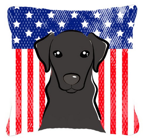 American Flag & Black Labrador Fabric Decorative Pillow, 18 x 3 x 18 in.