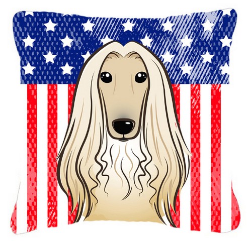 American Flag & Afghan Hound Fabric Decorative Pillow