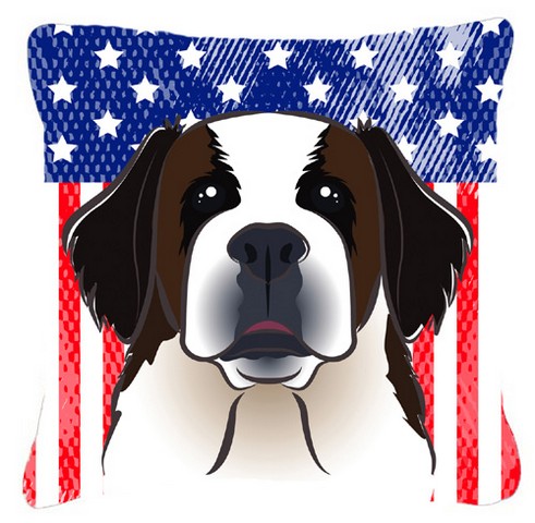 American Flag & Saint Bernard Fabric Decorative Pillow