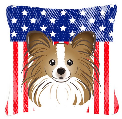 American Flag & Papillon Fabric Decorative Pillow - 18 x 3 x 18 in.