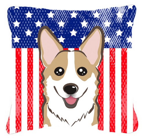 American Flag & Sable Corgi Fabric Decorative Pillow - 18 x 3 x 18 in.